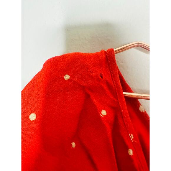 JASON WU COLLECTIVE Red Polka Dot Flutter Sleeve V-Neck Midi Dress Size 2 - Picture 9 of 15